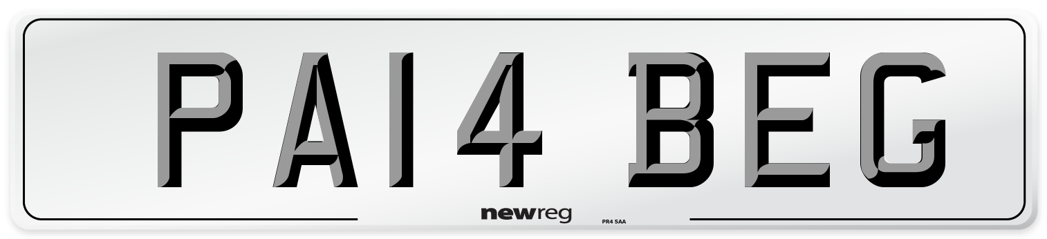 PA14 BEG Number Plate from New Reg